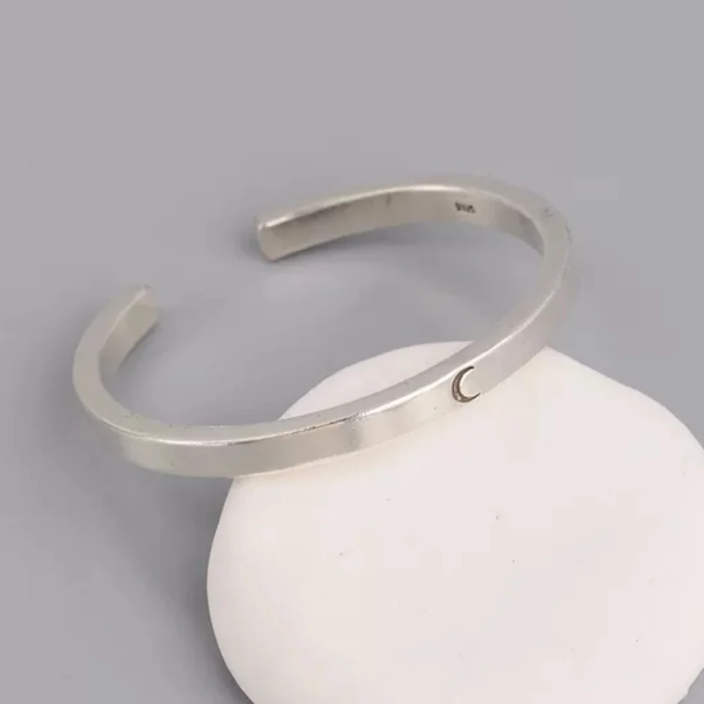 NEW Heavy 925 Sterling Silver Engraved Moon Bracelet - Picture 1 of 11